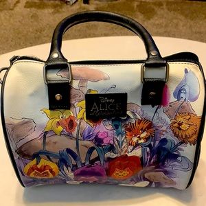 DISNEY ALICE IN WONDERLAND WATERCOLOR SCENE BARREL BAG